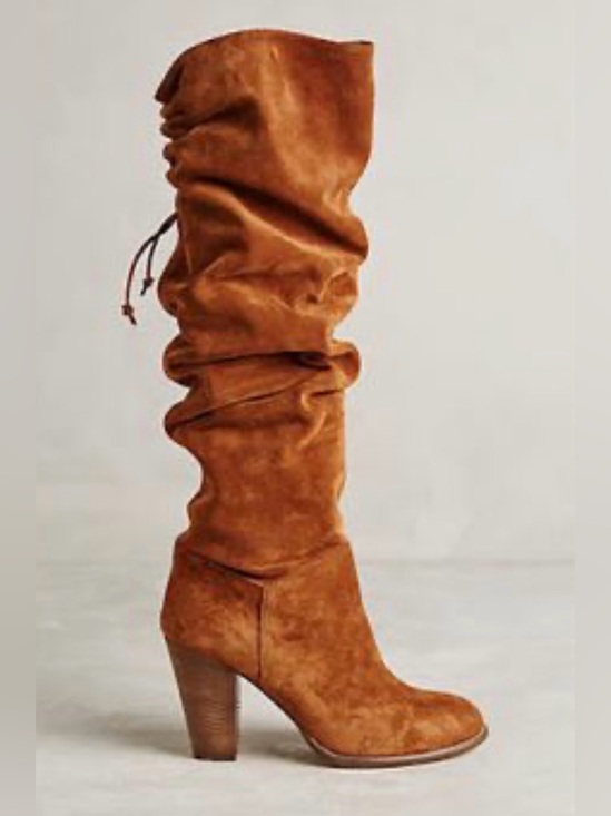 Miss Albright Shoes - Anthropologie Miss Albright Fulton Knee High Boots Size 7.5 Brown Suede Pull On